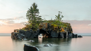 Small island tree water sunset - a small island free wallpaper