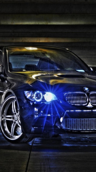 Black car blue light hood 2 - a black car free wallpaper