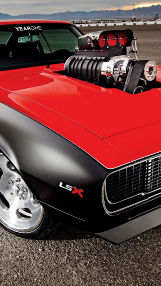 Red black car large engine - car free wallpaper
