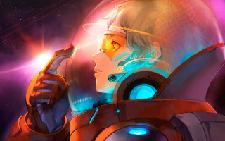 Space suit man glowing phone - a man in a space suit holding free wallpaper
