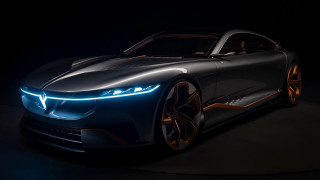 Futuristic car glowing headlights dark - cui bai free wallpaper