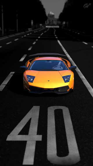 Yellow sports car night street 4 - dark free wallpaper
