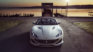 White sports car sunset dock - a road next free wallpaper