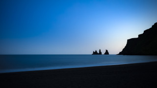 Beach rocks sunset blue sky - derold page free wallpaper