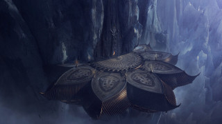 Futuristic cave waterfall bird fantasy - league of legends concept art free wallpaper for desktop