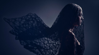 Woman longhair blacklace dress veil - an ultrafine free wallpaper for desktop