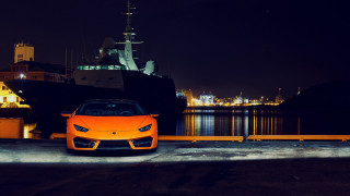 Car boat city night reflection - andrew law free wallpaper
