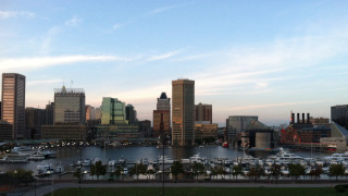 City skyline boats docked harbor 2 - a matte painting free wallpaper