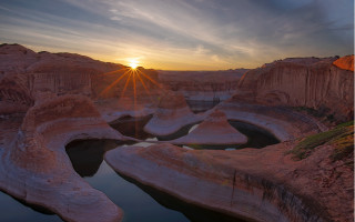 Sunset canyon river rock formation - large free wallpaper for desktop
