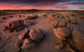 Desert rocks boulders pink sky - amir zand free wallpaper