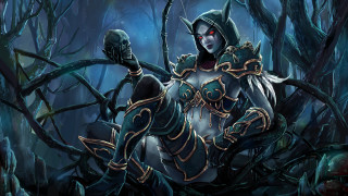Woman demon forest gothic armor - a detailed painting free wallpaper