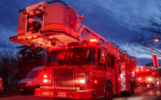 Fire truck night autumn mountain - a fire truck free wallpaper