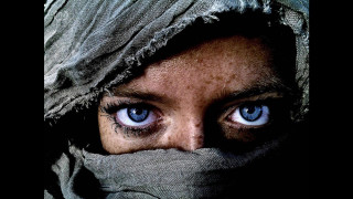 Woman blueeyes scarf closeup photorealistic - a scarf free wallpaper