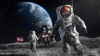 Moon astronauts flag fullmoon space - the moon next free wallpaper