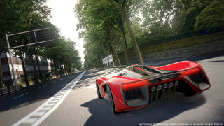 Red sports car road forest 4 - a road next free wallpaper