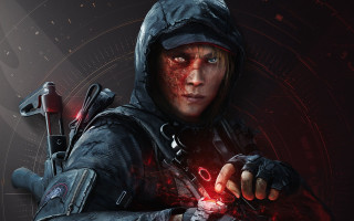 Man hooded knife flashlight redlight - his hand free wallpaper