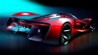 Red sports car blue light - andrew law free wallpaper