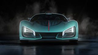 Blue sports car fog hood 2 - fog free wallpaper