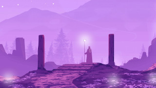 Purple landscape person mountain sunset - anton fadeev free wallpaper