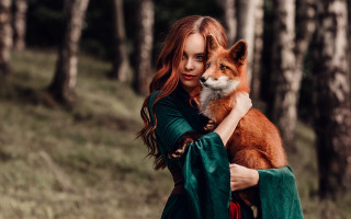 Woman fox forest illustration fantasy - anna findlay free wallpaper