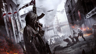 Hooded man street gun crowd - a street free wallpaper