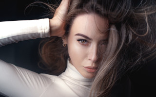 Woman blowing hair portrait elina - the wind free wallpaper for desktop