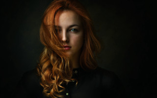 Red haired woman blue eyes 10 - portrait photography free wallpaper