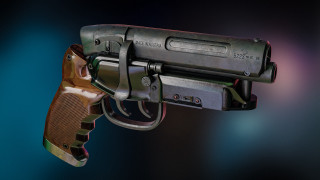 Gun blue background photorealistic unreal - unreal engine 5 quality free wallpaper