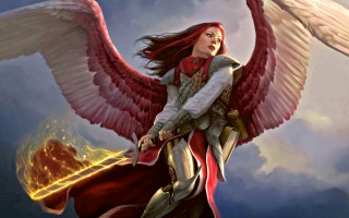 Angel wings sword clouds fantasy - a sword free wallpaper