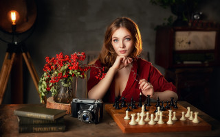 Woman camera chess flower vase - a vase of flowers free wallpaper