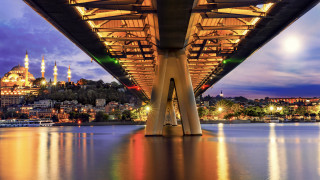 Bridge city night lights reflection 3 - a bridge over a body of water free wallpaper
