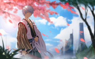 Man tree cherry blossoms spring - a detailed painting free wallpaper for desktop