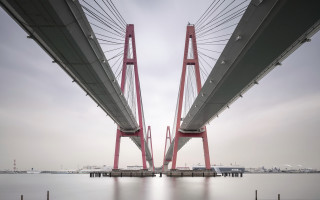 Bridge water sky clouds flemish - a large bridge free wallpaper