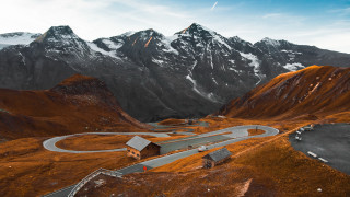 Mountain road house snow ocean - road free wallpaper