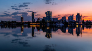 City skyline reflection sunset architecture - sky free wallpaper