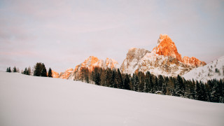 Snowy mountain trees sunset clouds - caspar wolf free wallpaper