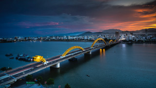 Bridge yellow dragon river city - phuoc quan free wallpaper for desktop