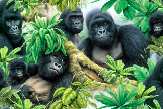Gorillas jungle tree branch monkey - alex petruk ape free wallpaper