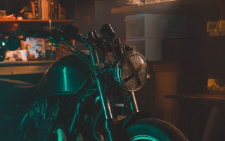 Motorcycle garage green light shelf - a green light free wallpaper