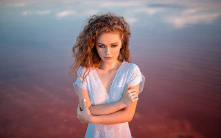 Elina karimova portrait cloudy ocean - a body of water free wallpaper
