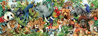Jungle animals birds habitat painting - free animals wallpaper