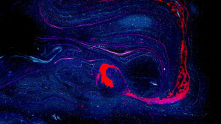 Red blue abstract space planet - left free wallpaper