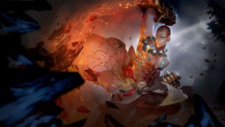 Woman sword fireball darkroom embers - du jin free wallpaper