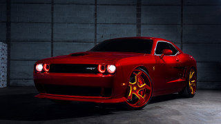 Red sports car garage brick - the front of the car free wallpaper