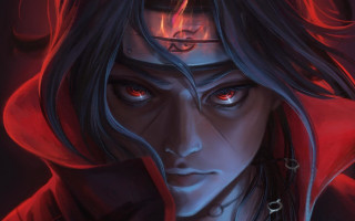 Red eyed man hoodie purple - a detailed painting free wallpaper for desktop