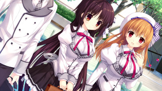 Anime girls white outfits man - a white dress free wallpaper