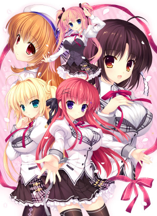 Anime girls long hair bows 7 - black skirt free wallpaper
