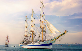 Sailboat ocean cloudy sky water - a cloudy day free wallpaper
