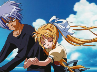 Anime couple beach clouds blue - a blue sky free wallpaper
