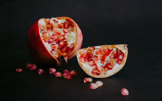 Pomegranate halved scattered food photography - food photography free wallpaper